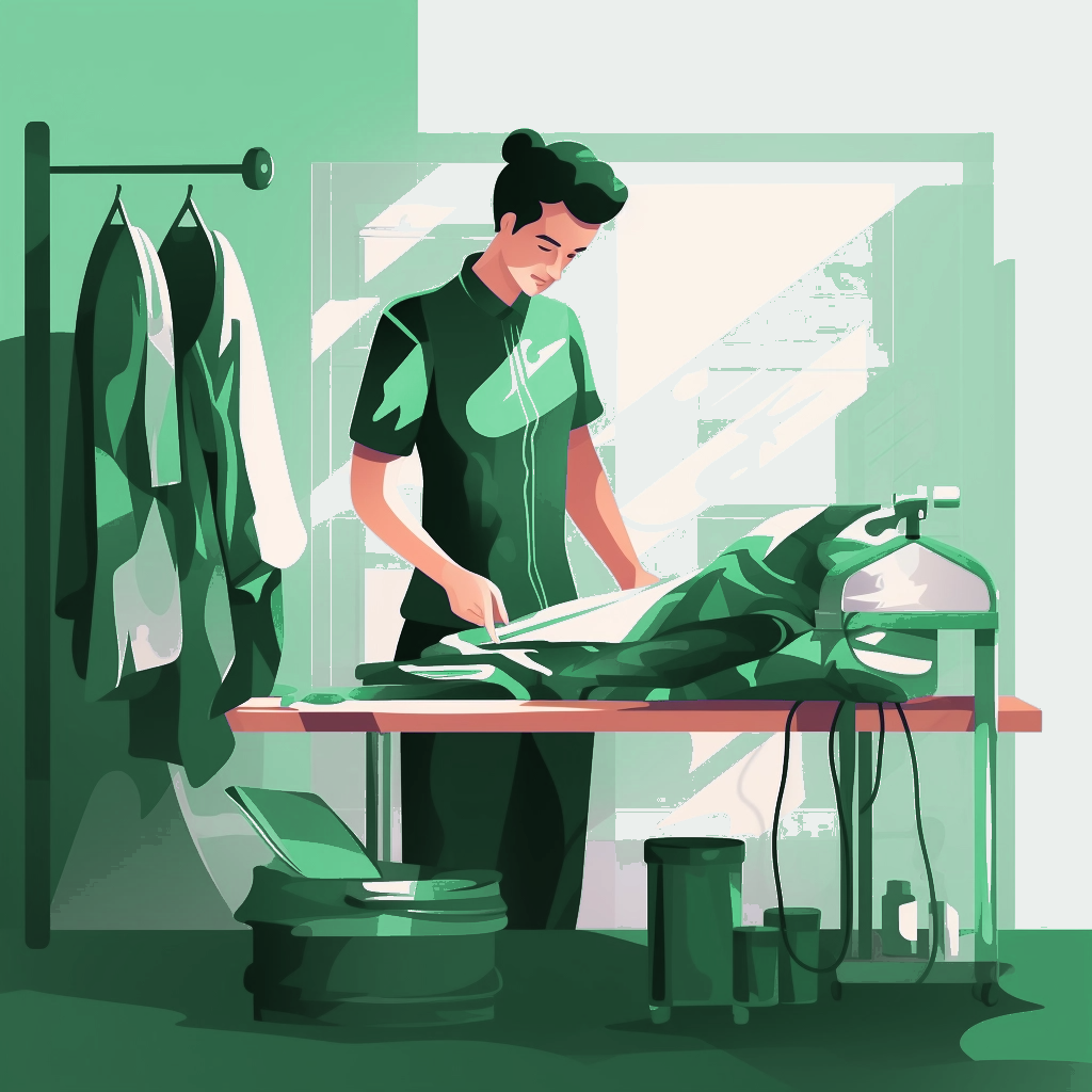 Tailor pressing a garment at Sonia's Cleaners, a family-run dry cleaner in San Francisco's Inner Richmond